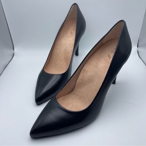 Inez Black Leather Pointy Toe Pump “Alta” 3.5 heal